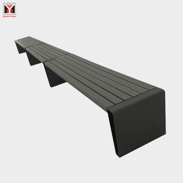 Metal Leisure Backless Street Wood Bench Outdoor Public Modern Waiting Patio Park Bench wooden