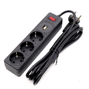 High quality usb power switches and multiple european sockets power grounding extension strip