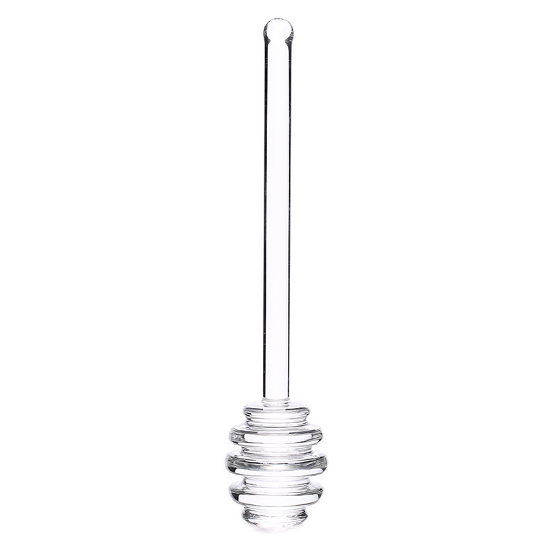 Custom Clear Kitchen Honey Jam Fruit Muddler Murano Borosilicate Glass Stirring Rod Swizzle Stick