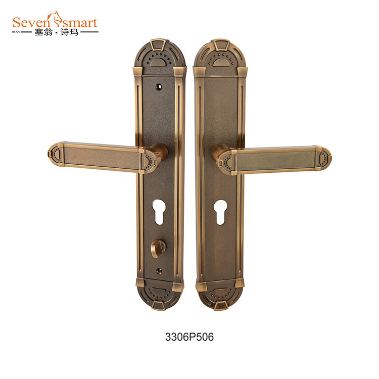 Brand New Product classic door handles big plate exterior wooden door handle lock zinc alloy Retro style interior door handles