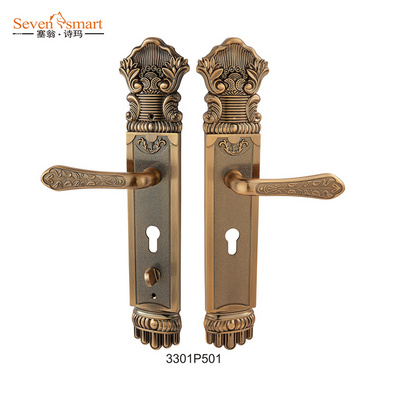 zinc door lock handle with a plate big plate exterior wooden door handle lock stainless steel push and pull plate door handle