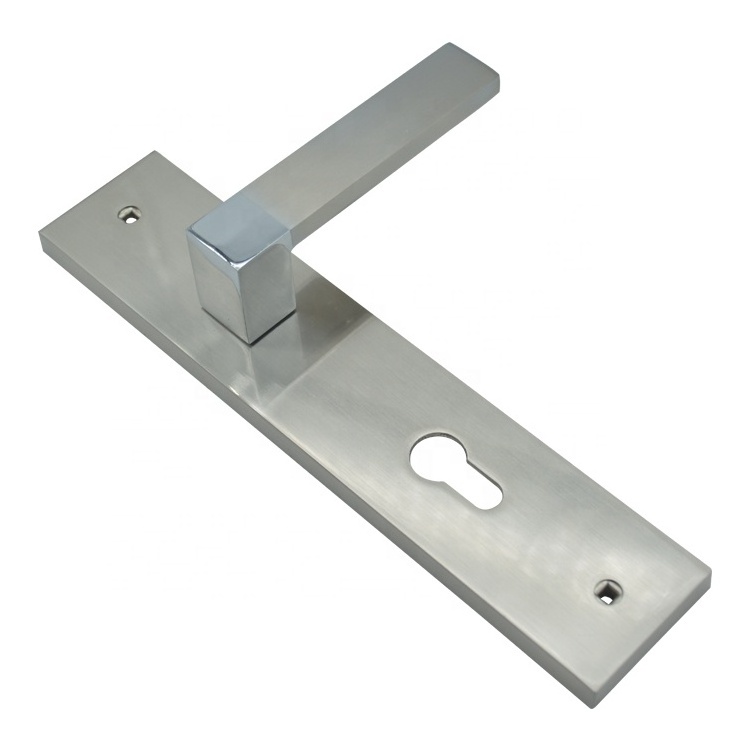 hardware door handles with lock and handle  zinc alloy metal door handle on plate