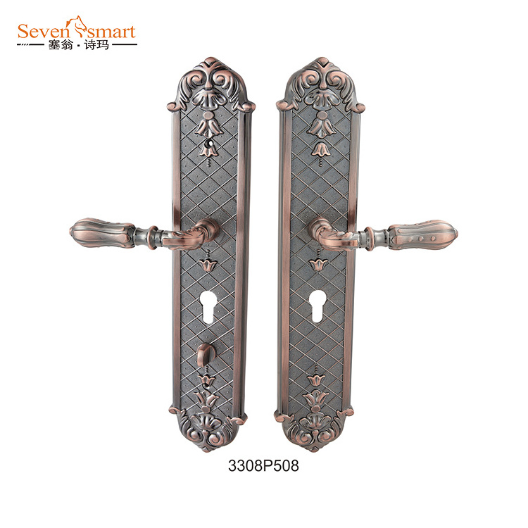 Brand New Product classic door handles big plate exterior wooden door handle lock zinc alloy Retro style interior door handles