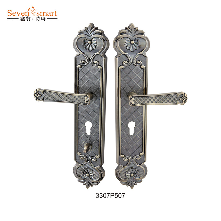 Brand New Product classic door handles big plate exterior wooden door handle lock zinc alloy Retro style interior door handles