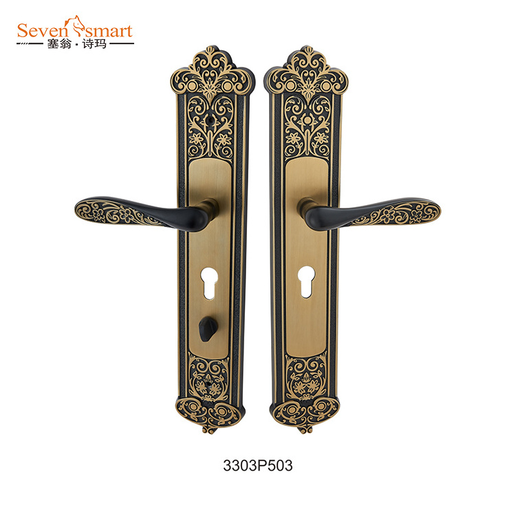 zinc door lock handle with a plate big plate exterior wooden door handle lock stainless steel push and pull plate door handle