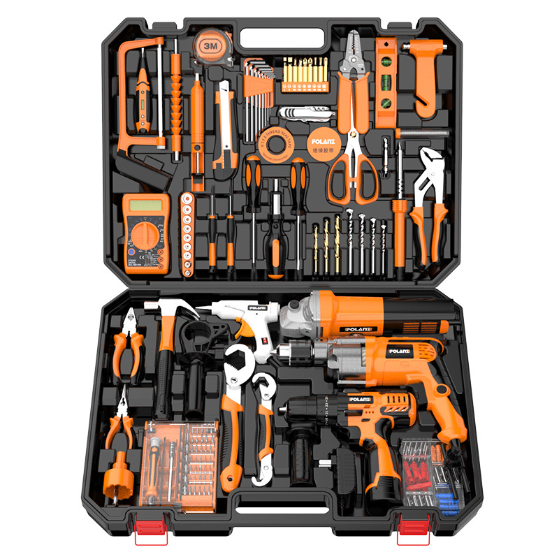 Factory Price cordless drill household tool kit with digital test pen and daily hardware tool set box