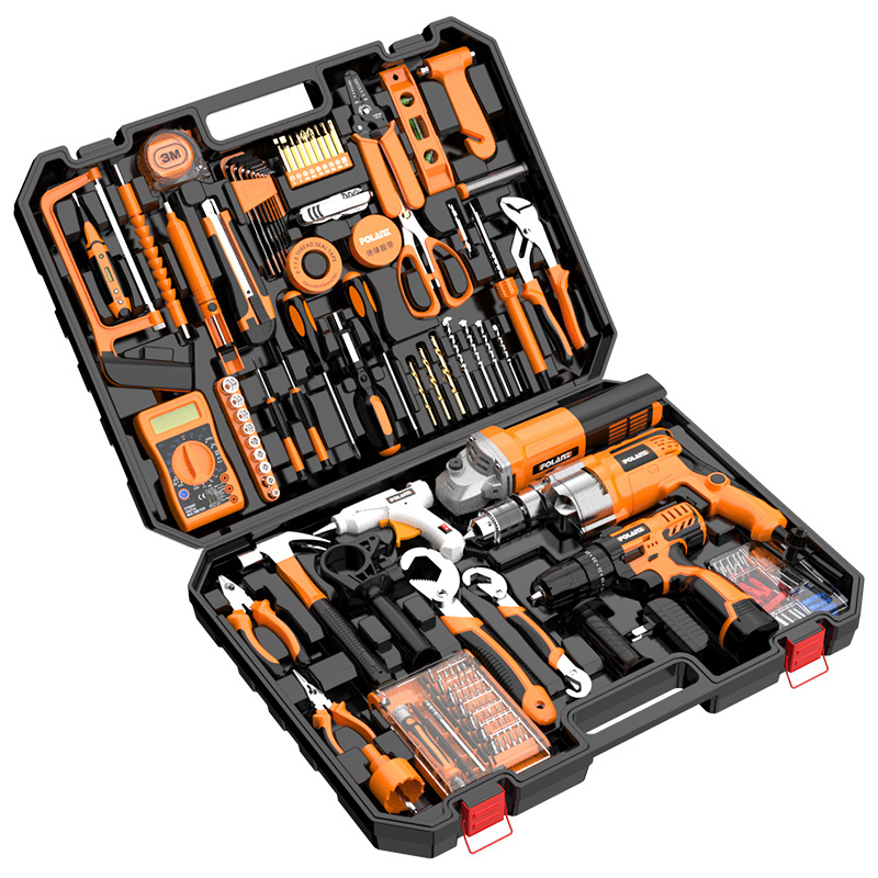 Factory Price cordless drill household tool kit with digital test pen and daily hardware tool set box