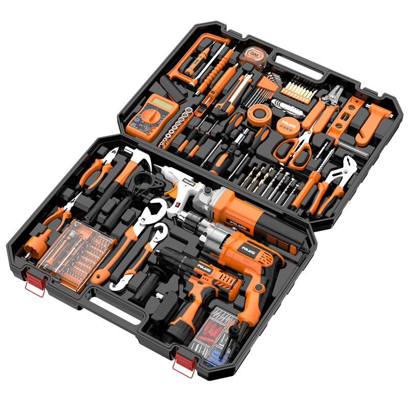 Factory Price cordless drill household tool kit with digital test pen and daily hardware tool set box