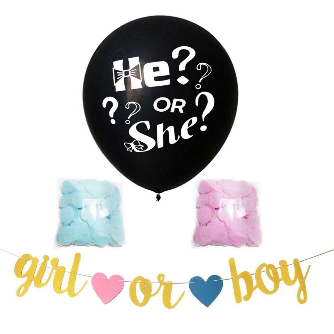 36Inch Black Gender Reveal Balloons Girl or Boy Confetti Latex Ballon Baby Shower Gender Reveal Party Decoration Supplie