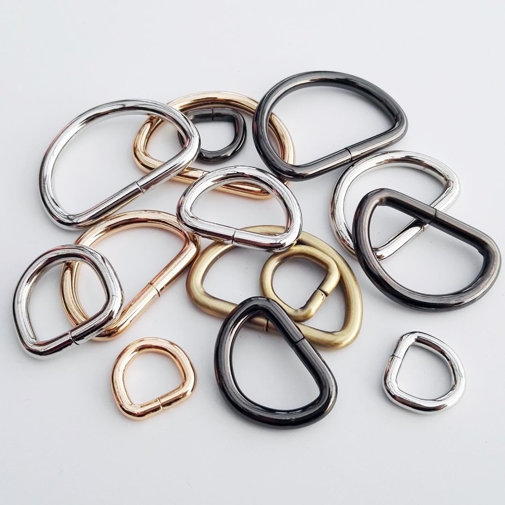 Gold 13/16/20/25/32/38/50Mm Leather Handbag Adjustable Metal  D Shaped Fibbia ad a D rings For Bags