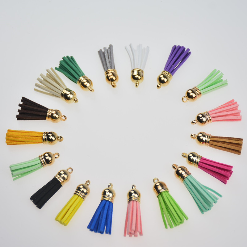 Mix Colors Suede Small Tassel For Keychain Leather Tassels Silver  Straps DIY Jewelry Making Charms Pendants