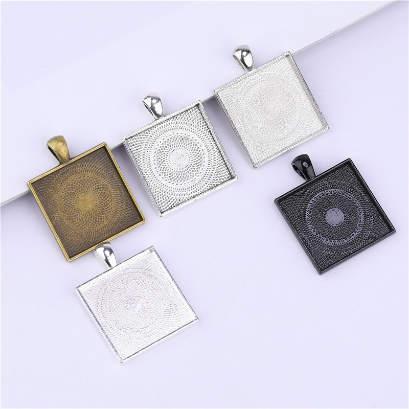 Jewelry Findings Diy Blank Pendant Necklace Bezel Trays Square Cabochon Base Cameo Settings Accessories