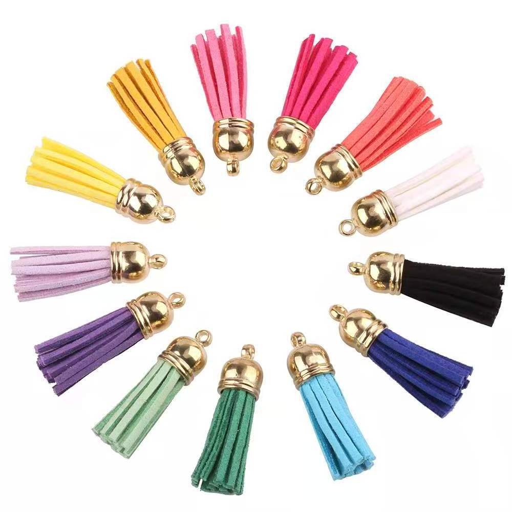 Mix Colors Suede Small Tassel For Keychain Leather Tassels Silver  Straps DIY Jewelry Making Charms Pendants