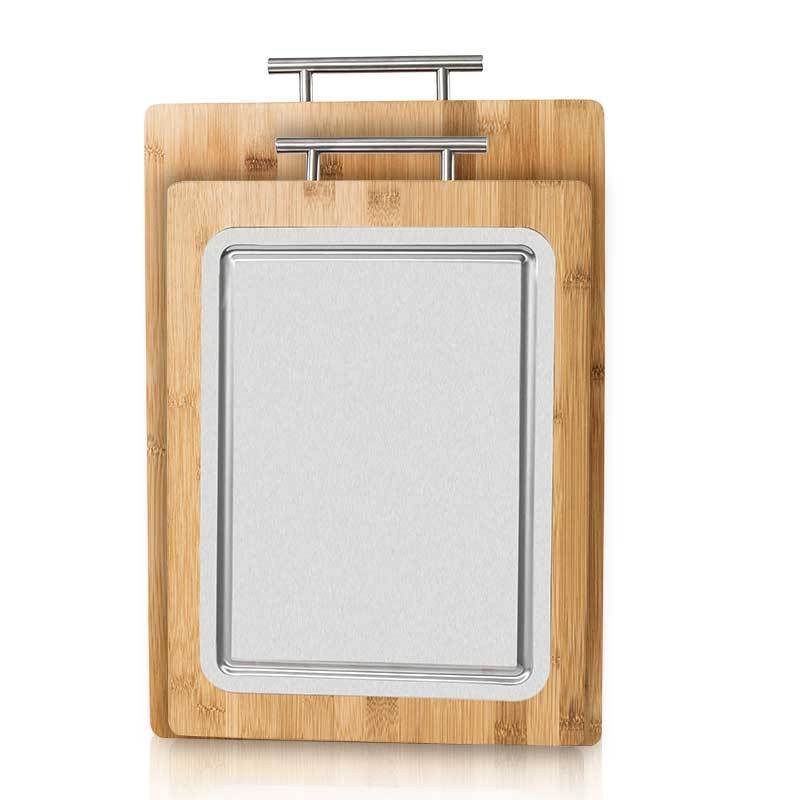 For Home Kitchen Double-Sided Stainless Steel Cutting Board with Handle Cutting Board Bamboo Chopping Board