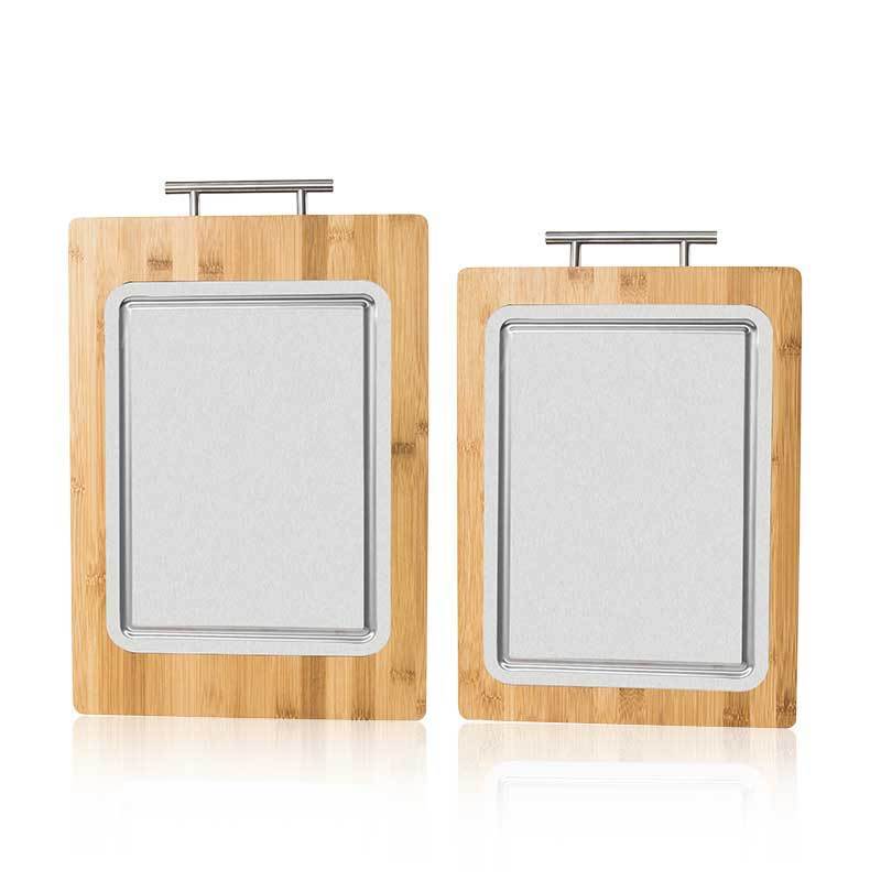 For Home Kitchen Double-Sided Stainless Steel Cutting Board with Handle Cutting Board Bamboo Chopping Board