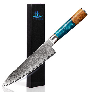 8 Inch Resin Handle Professional Damascus Steel Chef Knife Damascus Kitchen Knife with Gift Box