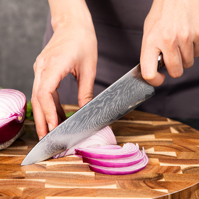 8 Inch Resin Handle Professional Damascus Steel Chef Knife Damascus Kitchen Knife with Gift Box