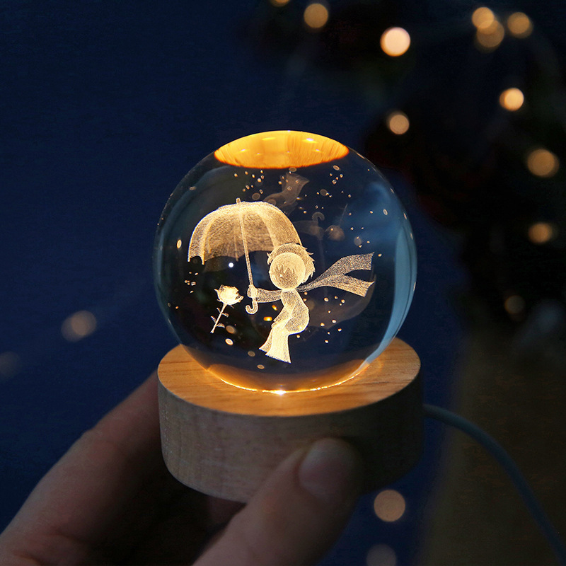 Honor Of Crystal Solar System Galaxy Ball 3d Laser Transparent Crystal Ball With Led Light