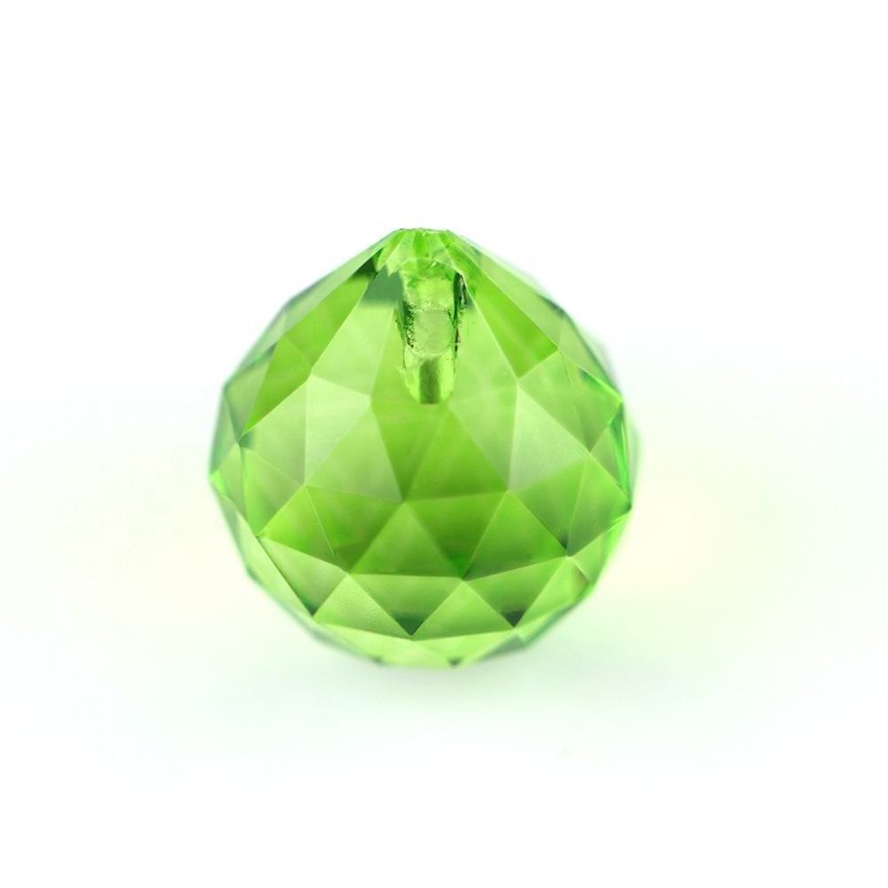 Beautiful 15mm Peridot Small Crystal Balls Glass Chandelier Faceted Balls For Lamp