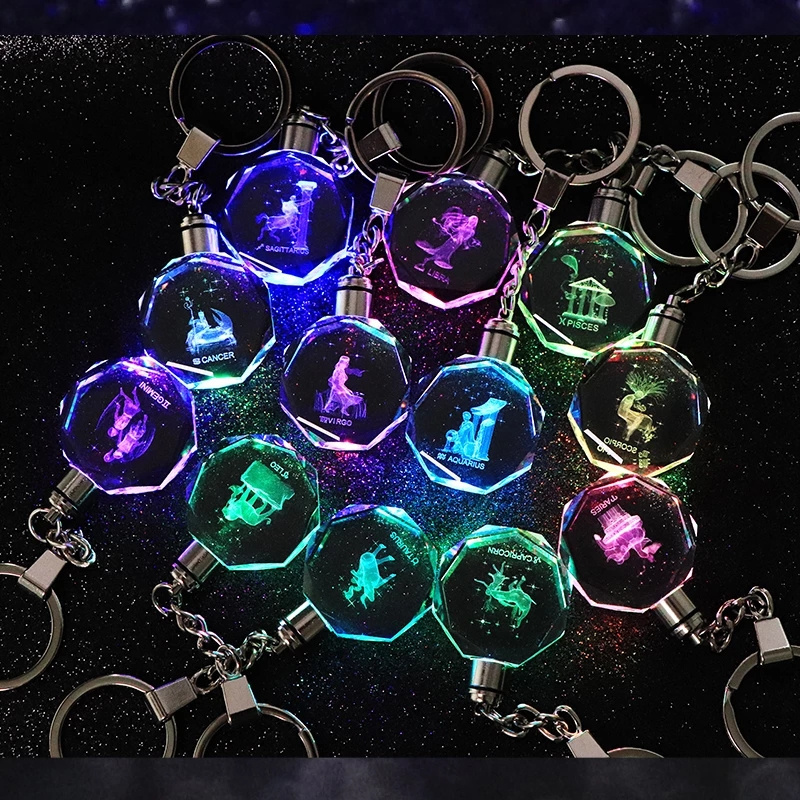 Wholesale Blank Crystal Keychain Custom Photo Led Light K9 Crystal Keychain For Laser Engraving