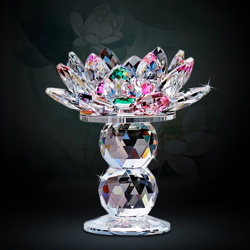 Glitter Small Lotus Flower Crystal Candle Holders For Wedding Giveaway Gifts Crystal