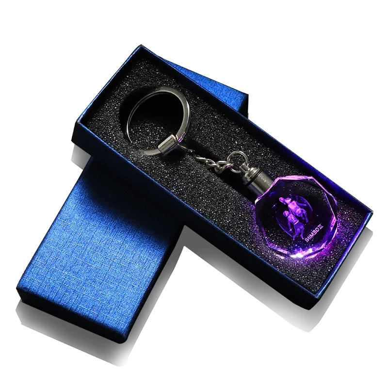 Wholesale Blank Crystal Keychain Custom Photo Led Light K9 Crystal Keychain For Laser Engraving