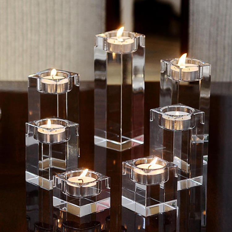 Europe K9 Crystal Candle Holders Stand Wedding Home Decor Candlestick Table Centerpieces