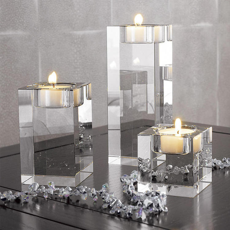 Europe K9 Crystal Candle Holders Stand Wedding Home Decor Candlestick Table Centerpieces