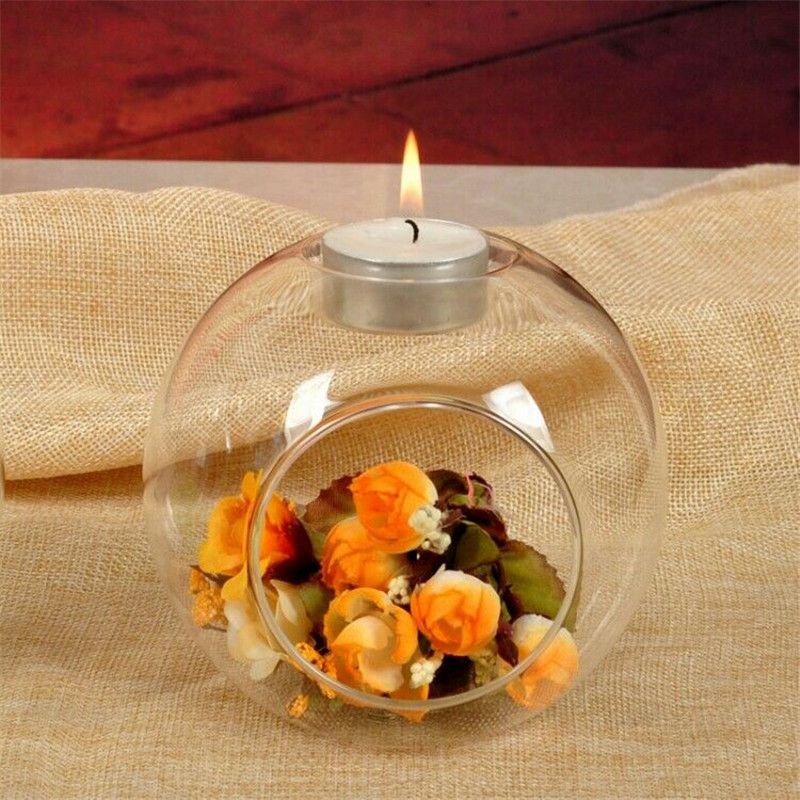 Wholesale Diameter 10cm Round Hanging Round Shape Glass Tealight Candle Holder