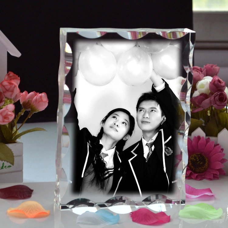 Honor Of Crystal Heart Shaped 3D Photo Crystal 3d Laser Engraving Crystal Glass Block