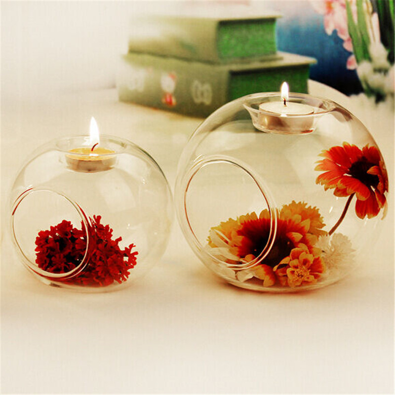 Wholesale Diameter 10cm Round Hanging Round Shape Glass Tealight Candle Holder