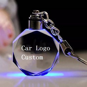 Honor Of Crystal Cheap wholesale Custom 3d Laser Engraved Blank Car Logo Keyring Crystal K9 Led Keychain