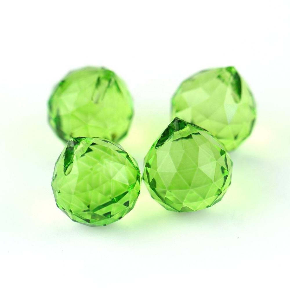 Beautiful 15mm Peridot Small Crystal Balls Glass Chandelier Faceted Balls For Lamp