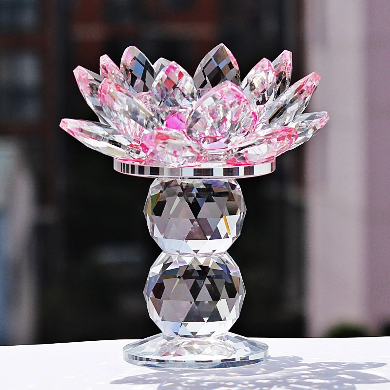 Glitter Small Lotus Flower Crystal Candle Holders For Wedding Giveaway Gifts Crystal