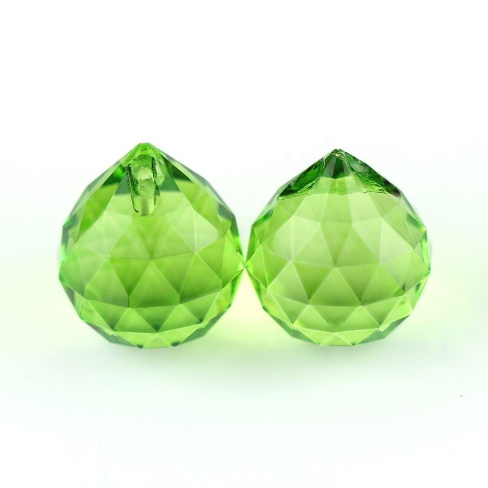 Beautiful 15mm Peridot Small Crystal Balls Glass Chandelier Faceted Balls For Lamp