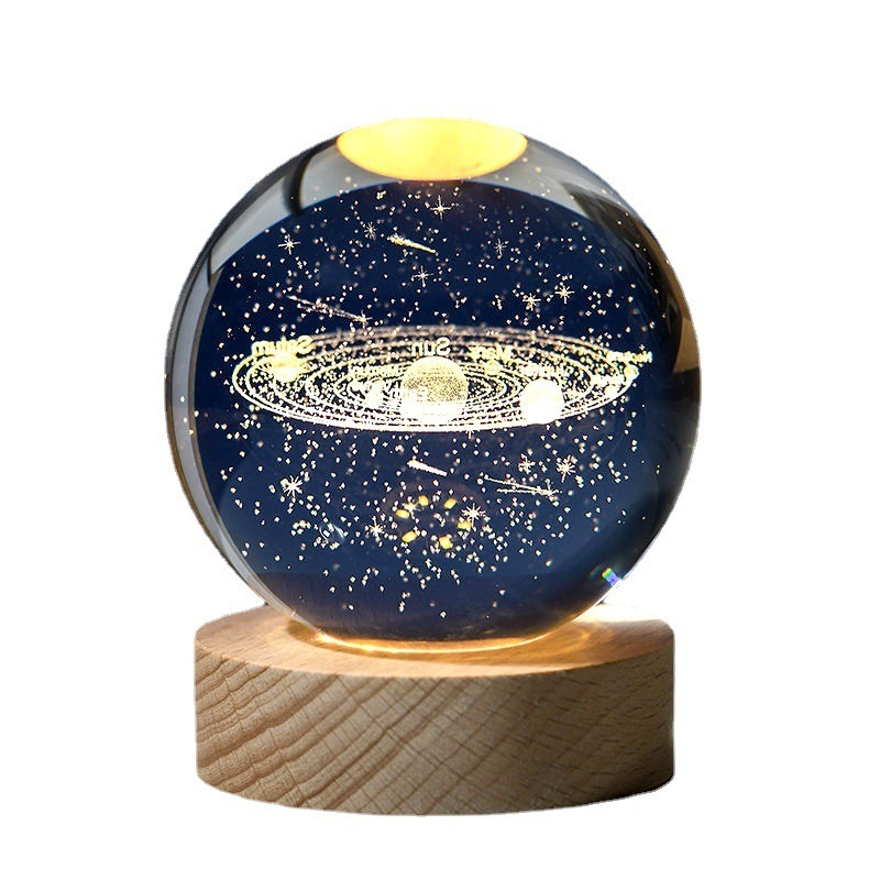 Honor Of Crystal Solar System Galaxy Ball 3d Laser Transparent Crystal Ball With Led Light