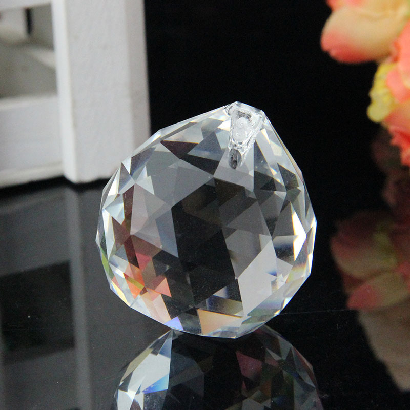 Crystal Faceted Ball Pendants Chandelier Prism Ball Clear Faceted Diamond Hanging Crystal Glass Balls With Holes