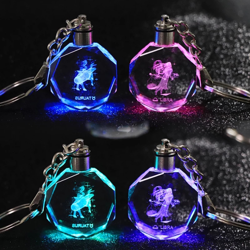 Wholesale Blank Crystal Keychain Custom Photo Led Light K9 Crystal Keychain For Laser Engraving