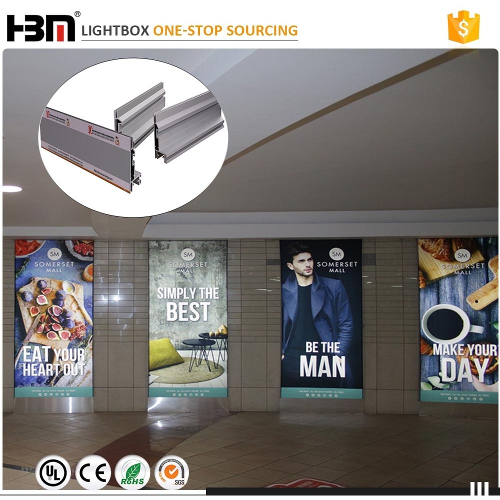 back-lit led strip / edge led strip lighting picture frame aluminium profile canvas printing fabric light box advertising