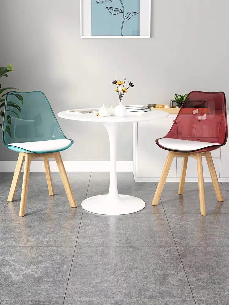 Leisure meeting table and chair Nordic dining room back thickened Clear plastic dining chair table set of 6 modern wood