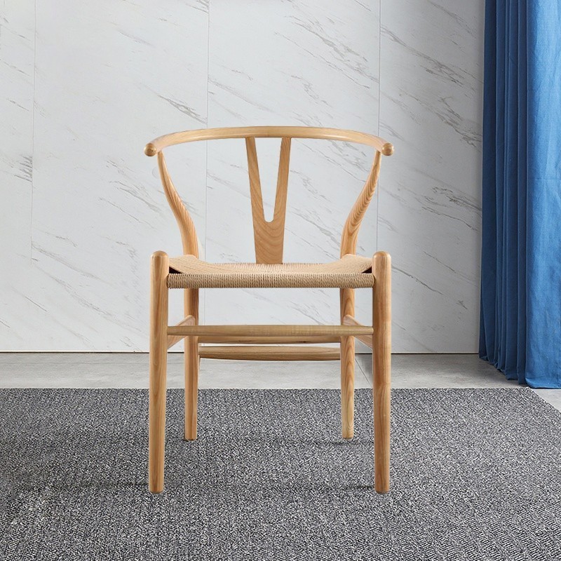 Wholesale Hans Wegner Y Chair Dining Wooden Chair With Fabric Woven Rush Seat