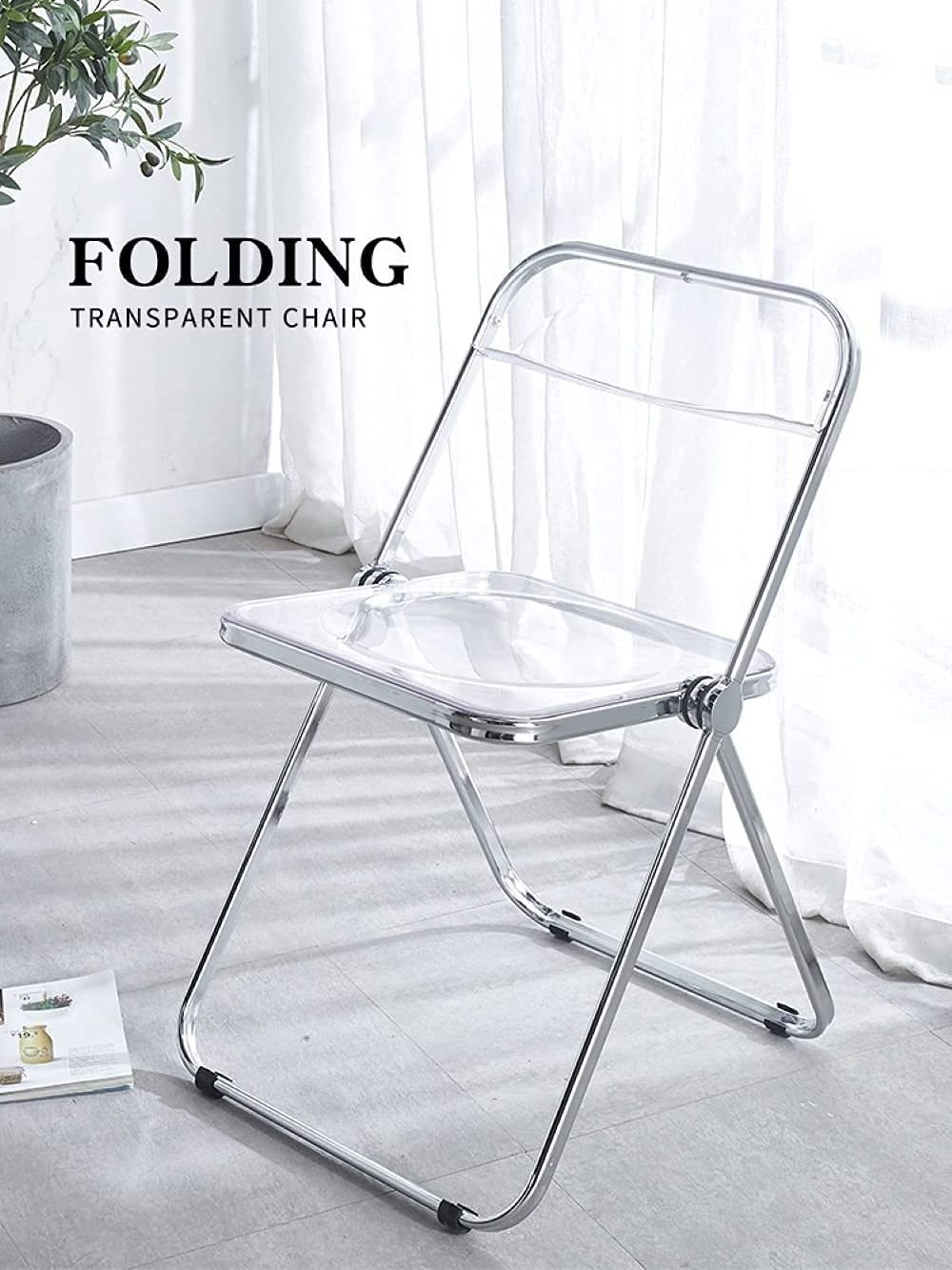 2022 Popular best selling same quality as Amazon Wholesale Modern Plexiglass Acrylic Plastic Folding Desk Chair with 7 colors