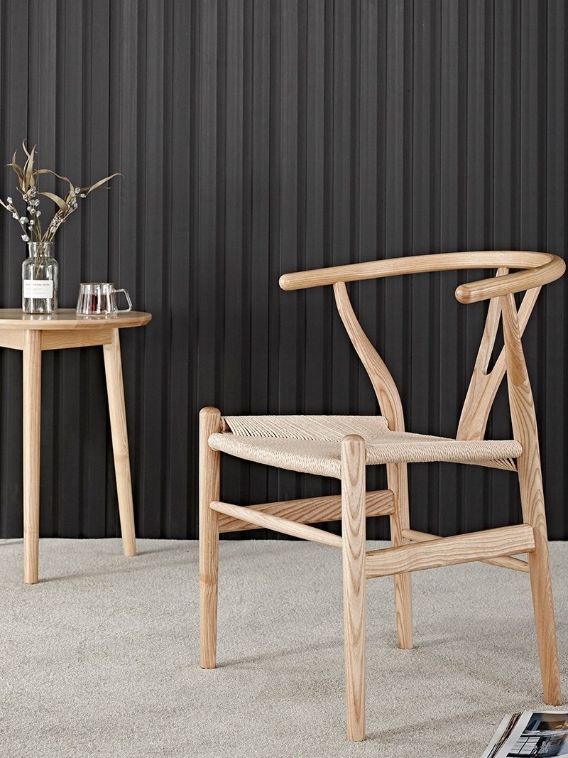 Wholesale Hans Wegner Y Chair Dining Wooden Chair With Fabric Woven Rush Seat