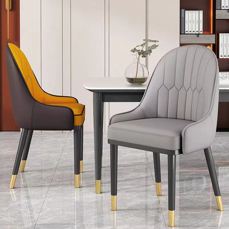 White Dining Chairs New Arrivals Leather Nordic Dining Chair Wood/ Metal FeetWholesale Solid for Home Furniture Minimalist