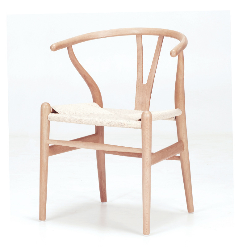 Wholesale Hans Wegner Y Chair Dining Wooden Chair With Fabric Woven Rush Seat