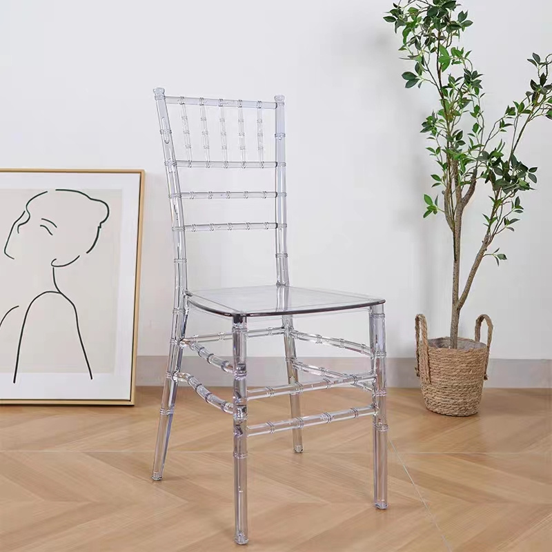 High Quality Hotel Plastic Dining Chair Modern Clear Tiffany Bamboo Plastic Transparent Chair For Events Weddings