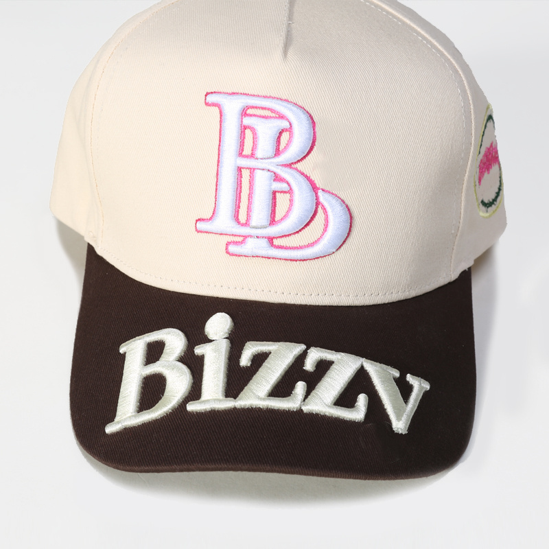 Customized Cotton 5 Panel A Frame Embroidery New Snap back solid color logo customized blank baseball cap in Two-tone caps hats