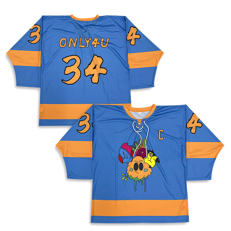 Cheap European Custom Sublimated Pattern Team Blue Ice Hockey Jersey