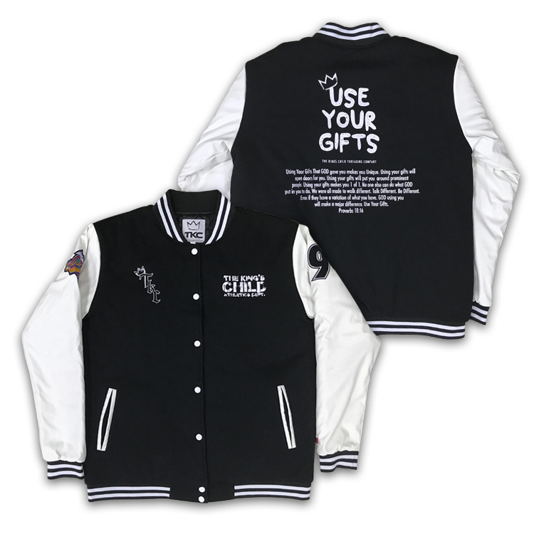 Custom Letterman Jacket Embroidery Big Logo Your Free Design Satin Baseball Jacket