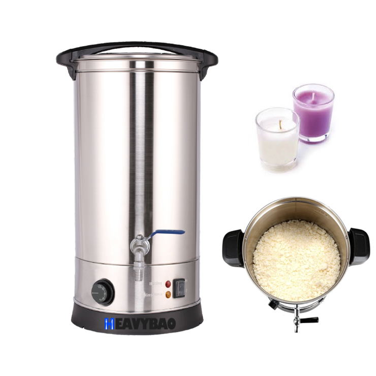 Heavybao Electric Wax Meltering Temperature Setting Melter Machine for Making Candle Stainless Steel Commercial Catering Urn